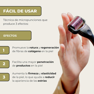 Dermaroller Corporal Premium Con 1080 Agujas De 3Mm - Acero Quirúrgico - Ideal Para Rejuvenecimiento Y Cuidado De La Piel