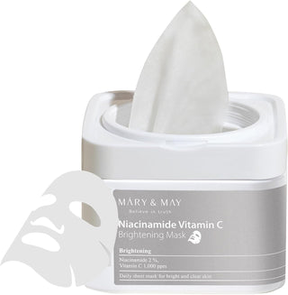 Mascarilla Diaria De Niacinamida Con Vitamina C, Dispensador Rápido, Hoja Coreana Para Una Piel Clara Y Radiante, Corrección De Manchas Oscuras Y Piel Luminosa, Hipoalergénica Y Ecológica, 30