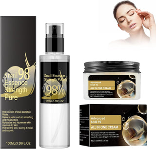 Snail 96 Mucin Power Essence 100Ml + Snail 92 Cream 100G, Esencia De Poder De Mucina Avanzada De Caracol 96 Con Ácido Hialurónico, Reduce Las Líneas De Expresión, Hidrata Y Reafirma La Piel