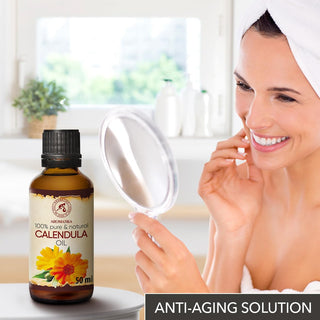 Aceite De Caléndula 50Ml - Calendula Officinalis - 100% Puro Y Natural - Aceite Base - Cuidado Intensivo - Ideal Para El Rostro - Cabello - Masajes - Para La Belleza Del Cuerpo - Cuidado De La Piel