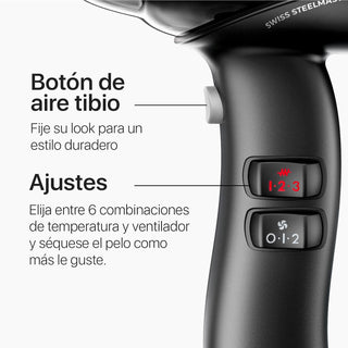 Valera, Swiss Steel Master Light, Secador De Pelo Profesional En Acero Cromado, Secador Ligero Con Motor Potente, 3 Niveles De Temperatura, Ionizador, 2100 W, Swiss Made