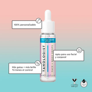 Tanologist Gotas Autobronceadoras Mediana (30 Ml) Añade Gotas Autobronceadoras Al Cuidado De La Piel, Aptas Para Pieles Sensibles. Ingredientes Limpios Aprobados Por Dermatólogos Y Veganos
