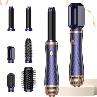 6 En 1 Cepillo Secador De Pelo 1000 W, Aire Caliente Styler Con Secador De Pelo, Rizador, Cepillo Secador De Pelo Redondo, Cepillo Alisador, 3 Temperaturas Cepillo Térmico Air Styler (Azul)