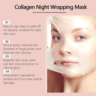 Mascarilla De Colágeno, Mascarilla Facial De Colágeno Para Envolver Durante La Noche, Collagen Night Wrapping Mask, Mascarilla De Noche De Colágeno (1 Piezas)