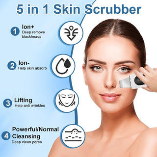 Peeling Ultrasónico Facial, 5 En 1 Espatula Para Limpieza Facial, Eliminador De Puntos Negros, Limpieza De Poros, Raspador Ultrasónico Facial, Limpiador De Poros Portátil