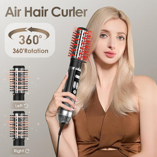 Cepillo Secador De Pelo, 4 En 1 Cepillo De Aire Caliente,1200W Cepillo Moldeador De Aire, 4 Cabezales Intercambiables, Cepillo De Aire Rotatorio Con Riza, Da Volumen Y Secar