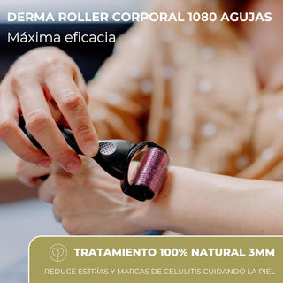 Dermaroller Corporal Premium Con 1080 Agujas De 3Mm - Acero Quirúrgico - Ideal Para Rejuvenecimiento Y Cuidado De La Piel