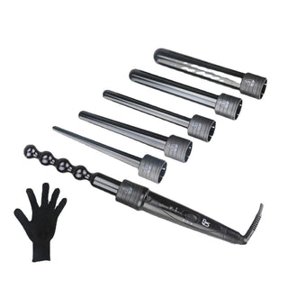 6in1 Interchangeable Hair Curler Curling Iron Cone Bead Styling Tools