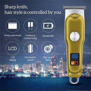 Digital Electric Hair Clippers Portable Hair Trimmer R-Blade Styling