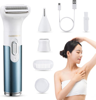 Barberboss Maquinilla De Afeitar Eléctrica 3 En 1 Para Mujer, Afeitadora Eléctrica Para Mujer, Indolora, Portátil, Recargable, Afeitadora Facial, Brazo, Pierna, Axila Y Bikini QR-8082
