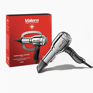 Valera, Swiss Steel Master Light, Secador De Pelo Profesional En Acero Cromado, Secador Ligero Con Motor Potente, 3 Niveles De Temperatura, Ionizador, 2100 W, Swiss Made