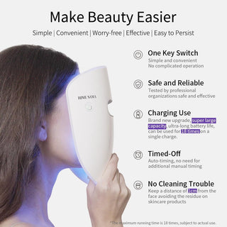 Mascara Led Facial Profesional, Roja + Infrarrojo Y Azul Mascarilla Facial Led Antienvejecimiento Y Antiarrugas Rejuvenecimiento, Inalámbrica Mascara Facial Led Miracle STAR RB-009