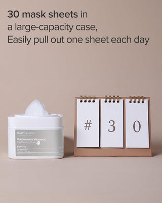 Mascarilla Diaria De Niacinamida Con Vitamina C, Dispensador Rápido, Hoja Coreana Para Una Piel Clara Y Radiante, Corrección De Manchas Oscuras Y Piel Luminosa, Hipoalergénica Y Ecológica, 30