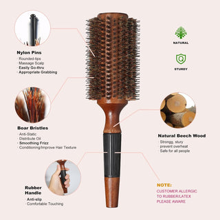 BESTOOL Cepillo De Pelo Con Cerdas De Jabalí Y Nailon Para Peinar, Secar, Rizar, Agregar Volumen Y Brillo (2.8 Inch)