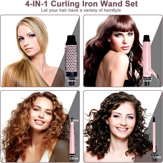 Rizador De Pelo Tenacillas De Pelo Profesional Plancha Ondas Al Agua Ondulador De Pelo Para Rizos Grandes Y Pequeños Cerámica Plancha Rizadora De Pelo 4 En 1