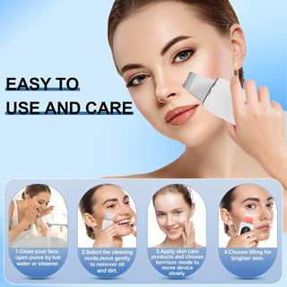 Peeling Ultrasónico Facial, 5 En 1 Espatula Para Limpieza Facial, Eliminador De Puntos Negros, Limpieza De Poros, Raspador Ultrasónico Facial, Limpiador De Poros Portátil